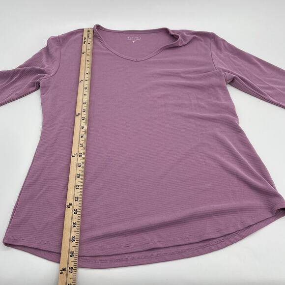 SEG'MENTS Shirt 1/2 Sleeve Modal Stretch Textured Knit Eco Soft Top Women's L - Picture 5 of 6